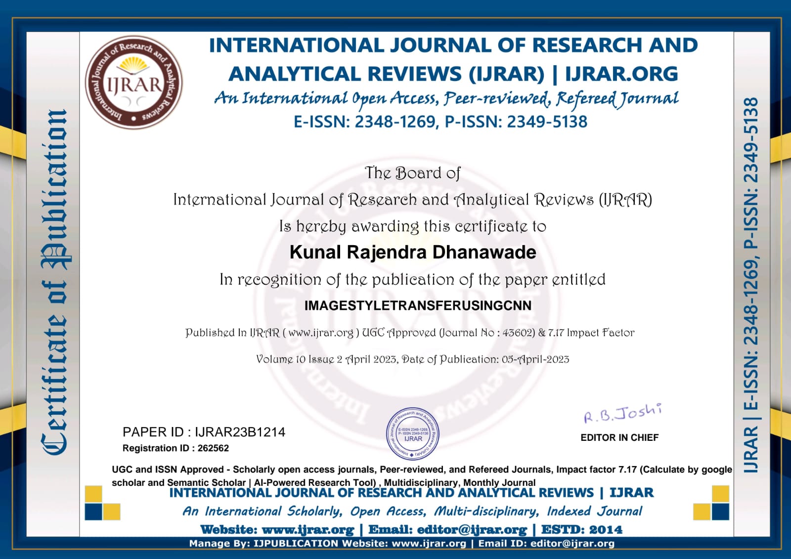 Research Paper Certificate